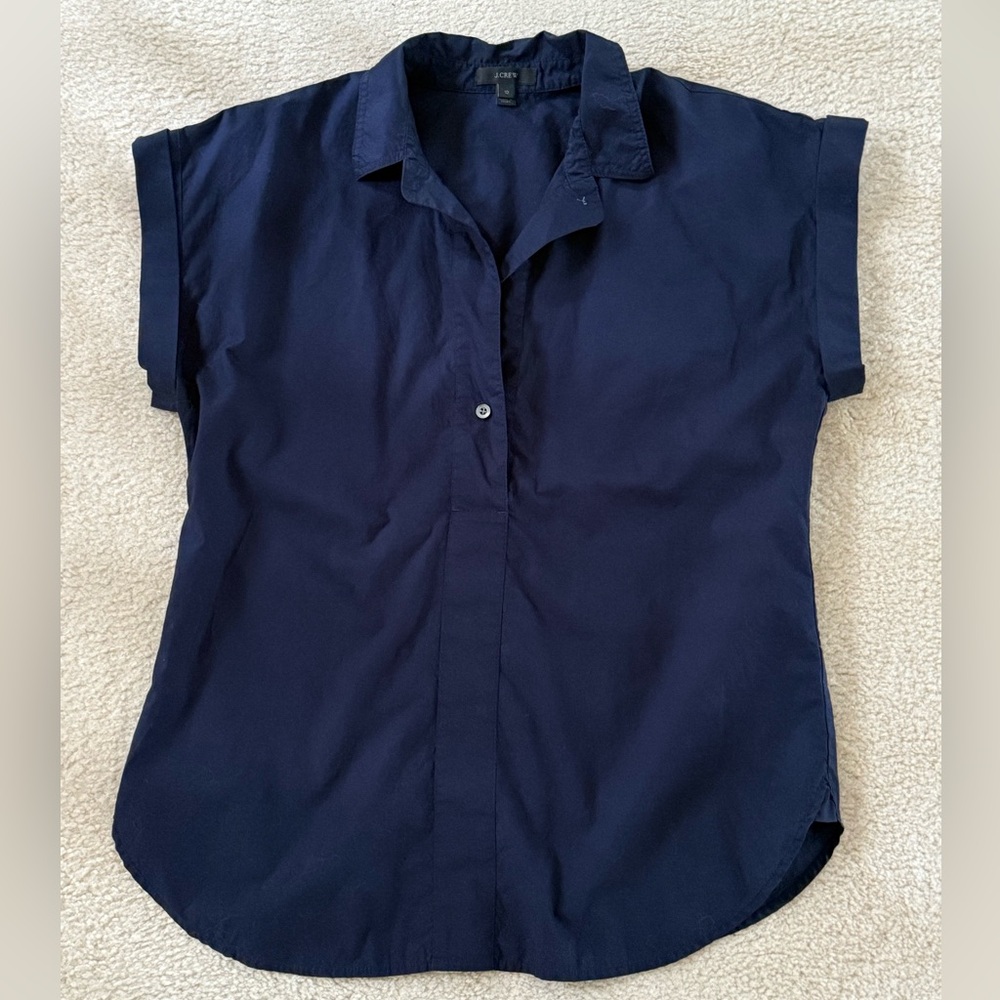 J. Crew Tall Short Sleeve Pullover Shirt in Navy,‎ Size 10